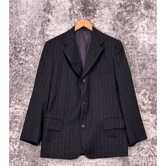 Vintage J Press Blazer 42 R Mens Gray Flannel Wool Stripe Chalkline Jacket